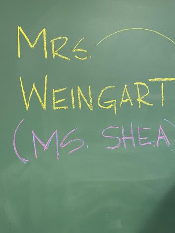 chalkboard with teacher's name